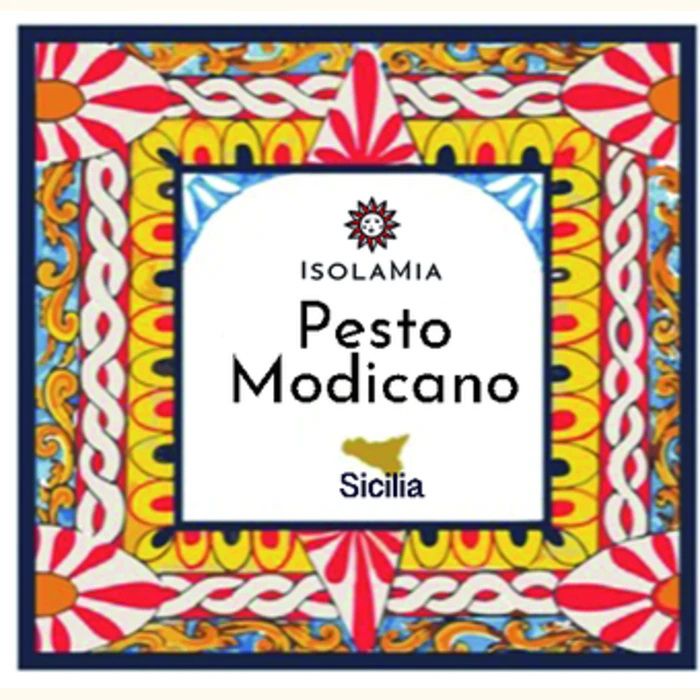 Etichetta originale IsolaMia Pesto Modicano